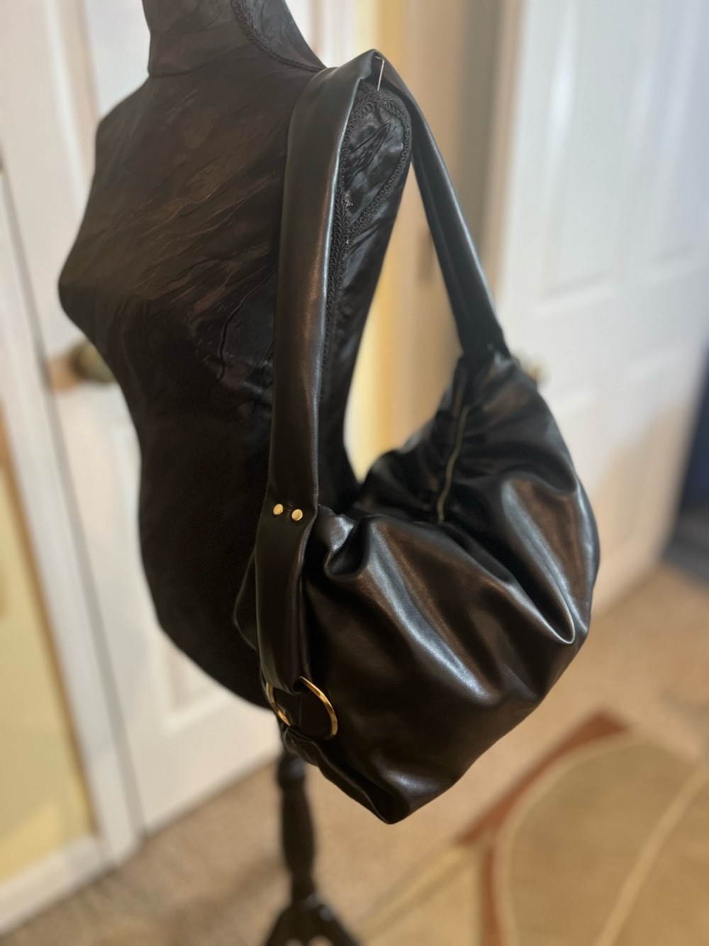 Source Unknown Black Hobo with Gold Hardware